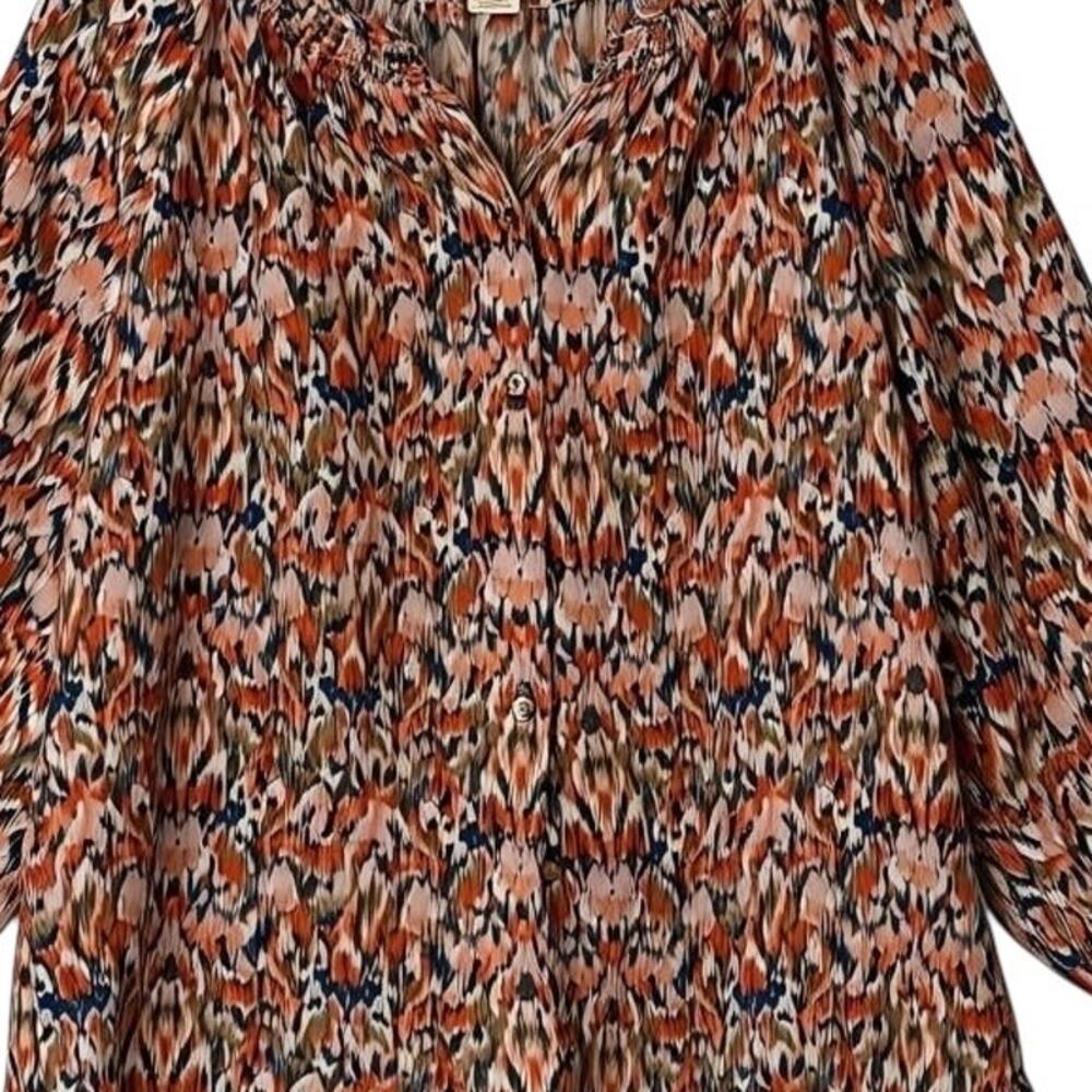 Sundance Silk Abstract Print Button Up Blouse Siz… - image 3